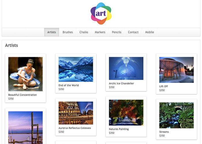 Art Supplies Store Website