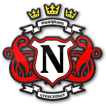 Neverland letter N with three crowns above and red flames in both sides