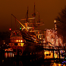 Pirate ship at night